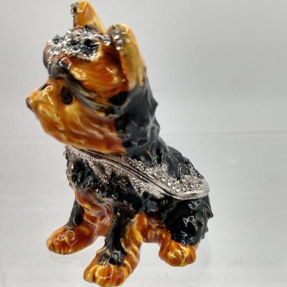 Jeweled Terrier Hinged Trinket Box 2.75x2.16x3.07in By Cherished Treasures Colle - Picture 11 of 11